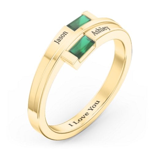 Double Baguette Bypass Ring