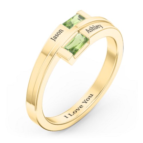 Double Baguette Bypass Ring