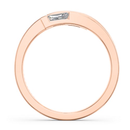 Double Baguette Bypass Ring – 10K Rose Gold with Garnet and Cubic Zirconia