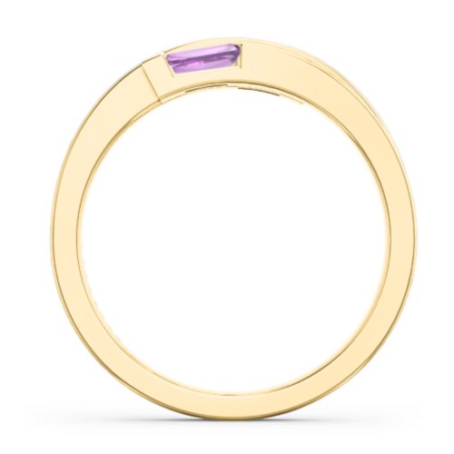 Double Baguette Bypass Ring – 10K Yellow Gold with Amethyst