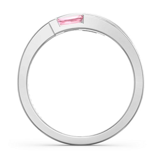 Double Baguette Bypass Ring – Sterling Silver with Pink Tourmaline