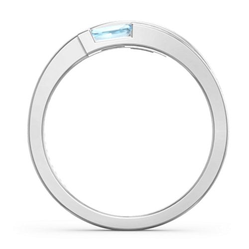 Double Baguette Bypass Ring – Sterling Silver with Blue Topaz