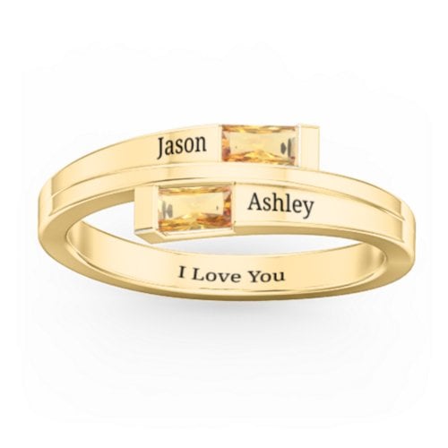 Double Baguette Bypass Ring