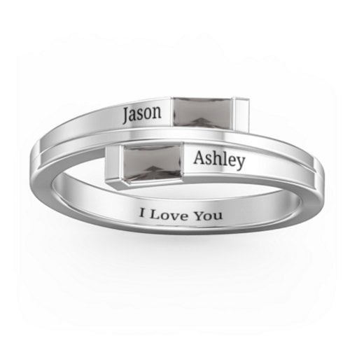 Double Baguette Bypass Ring