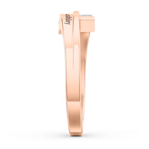 Double Baguette Bypass Ring – 10K Rose Gold with Aquamarine and Citrine