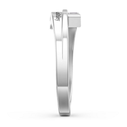 Double Baguette Bypass Ring – Sterling Silver with Alexandrite