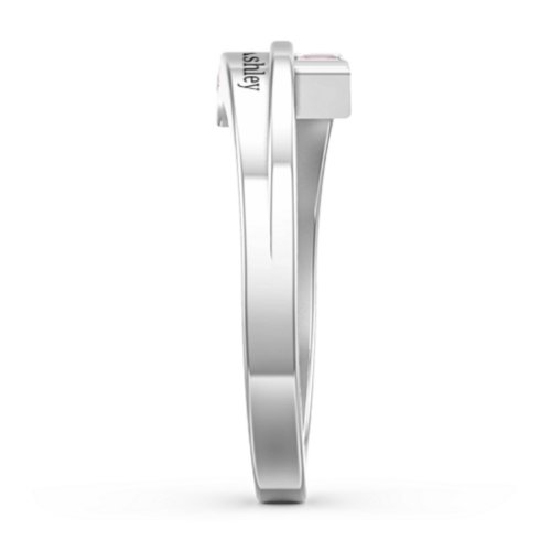 Double Baguette Bypass Ring – Sterling Silver with Pink Tourmaline