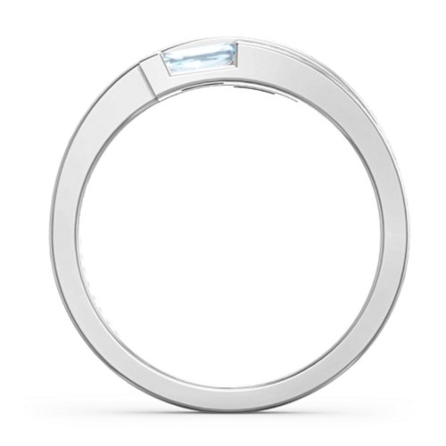 Double Baguette Bypass Ring – Sterling Silver with Aquamarine