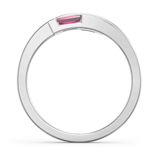 Double Baguette Bypass Ring – Sterling Silver with Ruby