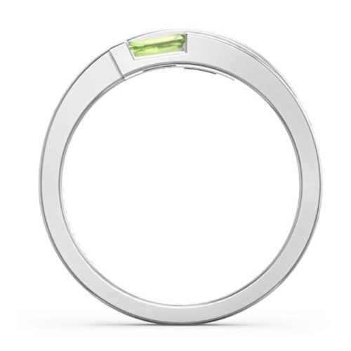 Double Baguette Bypass Ring – Sterling Silver with Peridot