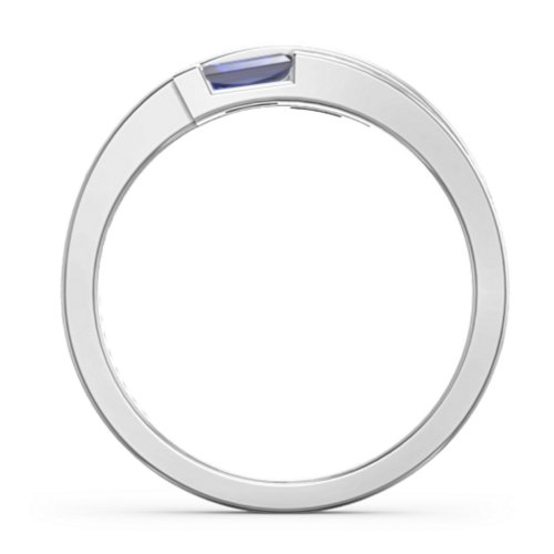 Double Baguette Bypass Ring – Sterling Silver with Blue Sapphire