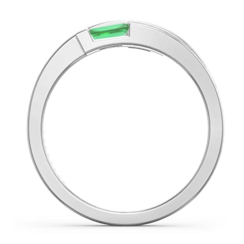 Double Baguette Bypass Ring – Sterling Silver with Emerald
