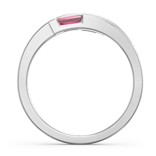 Double Baguette Bypass Ring – Sterling Silver with Ruby