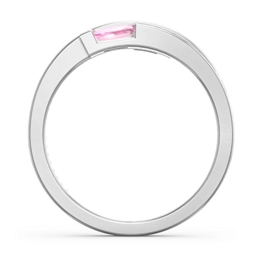 Double Baguette Bypass Ring – Sterling Silver with Pink Tourmaline