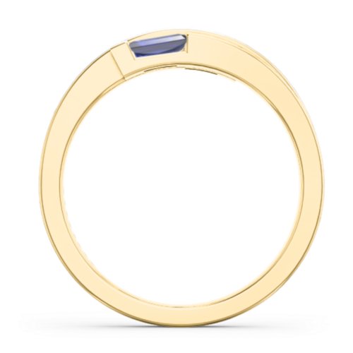 Double Baguette Bypass Ring – 10K Yellow Gold with Blue Sapphire