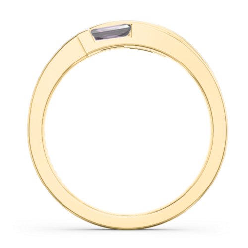 Double Baguette Bypass Ring – 10K Yellow Gold with Alexandrite
