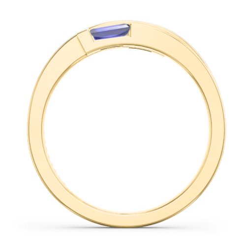 Double Baguette Bypass Ring – 10K Yellow Gold with Blue Sapphire