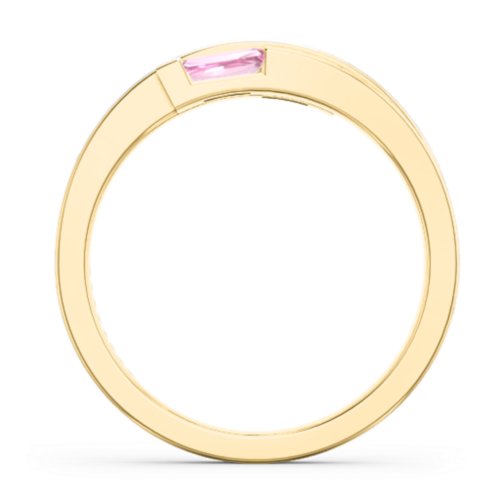 Double Baguette Bypass Ring – 10K Yellow Gold with Pink Tourmaline