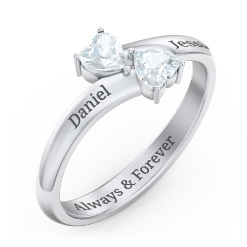 Inverted Twin Heart Ring