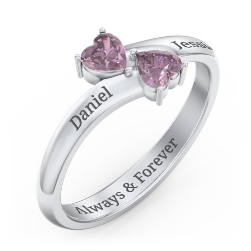 Inverted Twin Heart Ring