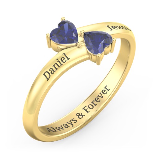 Inverted Twin Heart Ring