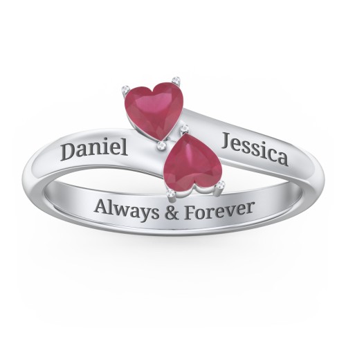 Inverted Twin Heart Ring