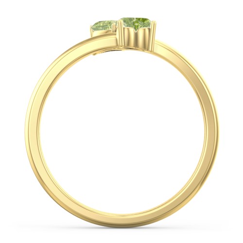 Inverted Twin Heart Ring – 18K Gold Plated Silver with Peridot
