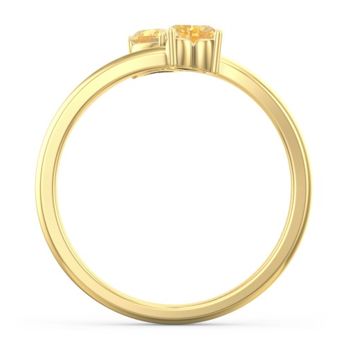 Inverted Twin Heart Ring – 18K Gold Plated Silver with Citrine