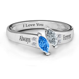 Twin Marquises and Accent Ring