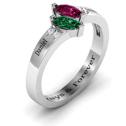 Twin Marquises and Accent Ring