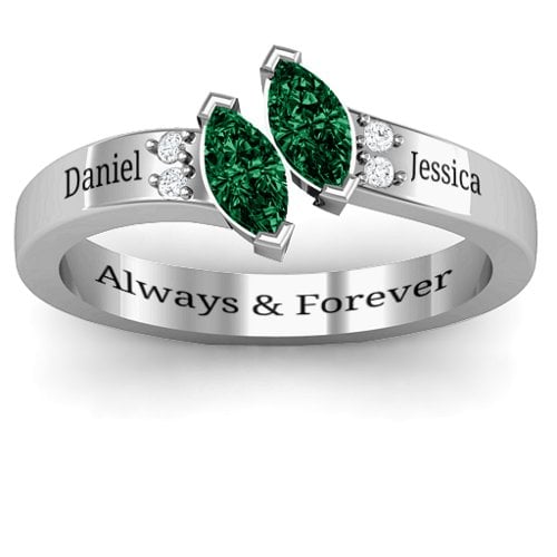 Twin Marquises and Accent Ring