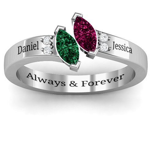 Twin Marquises and Accent Ring