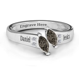 Twin Marquises and Accent Ring in 925 Sterling Silver with Smokey Quartz