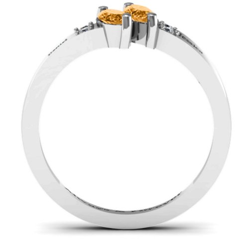 Twin Marquises and Accent Ring – Sterling Silver with Citrine and Cubic Zirconia
