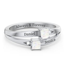 Two Stone Split Band Ring with Accents