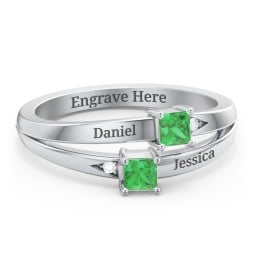 Two Stone Split Band Ring with Accents