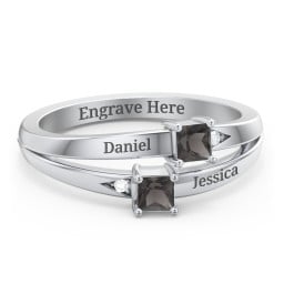 Two Stone Split Band Ring with Accents