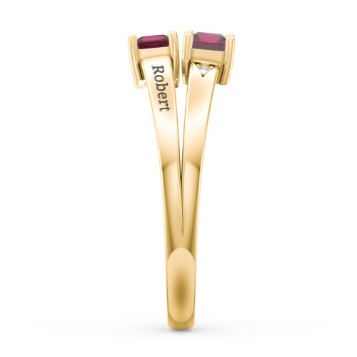 Two Stone Split Band Ring with Accents