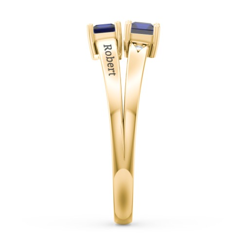 Two Stone Split Band Ring with Accents