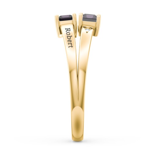 Two Stone Split Band Ring with Accents