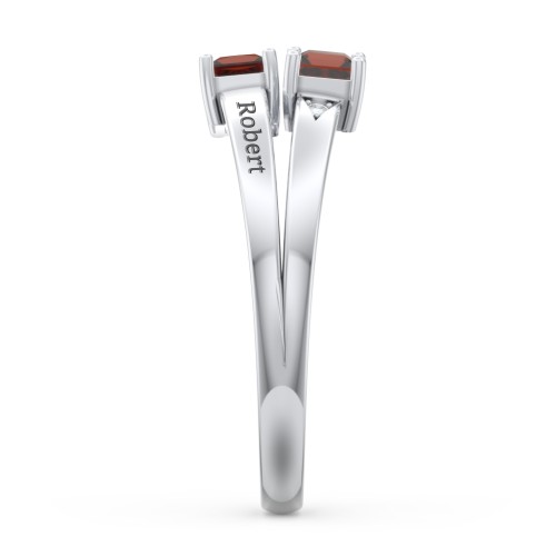 Two Stone Split Band Ring with Accents