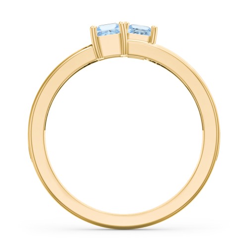 Two Stone Split Band Ring with Accents