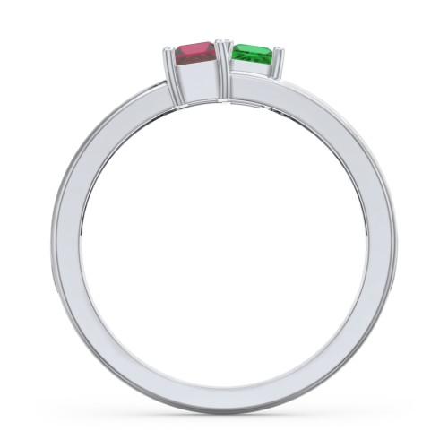 Two Stone Split Band Ring with Accents