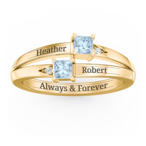 Two Stone Split Band Ring with Accents