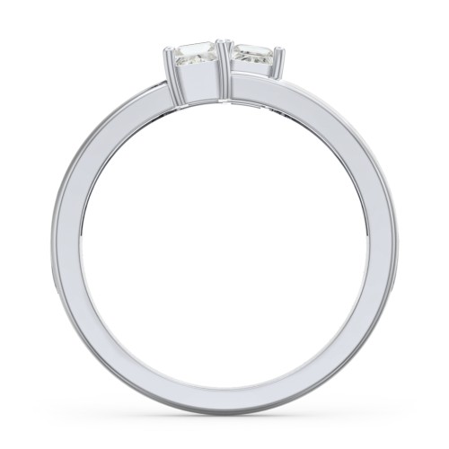 Two Stone Split Band Ring with Accents – Sterling Silver with Cubic Zirconia