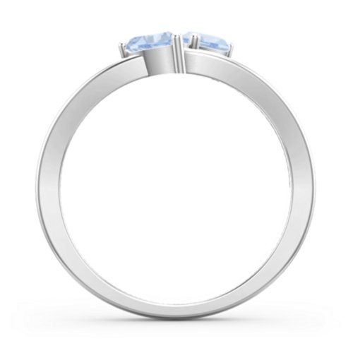 Twin Hearts Ring – Sterling Silver with Aquamarine