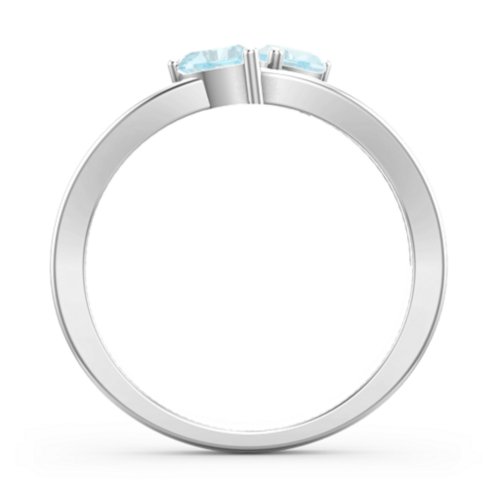 Twin Hearts Ring – Sterling Silver with Aquamarine