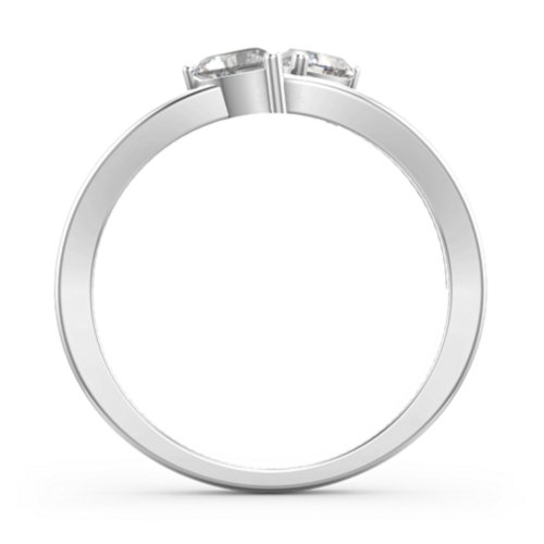 Twin Hearts Ring – Sterling Silver with Cubic Zirconia