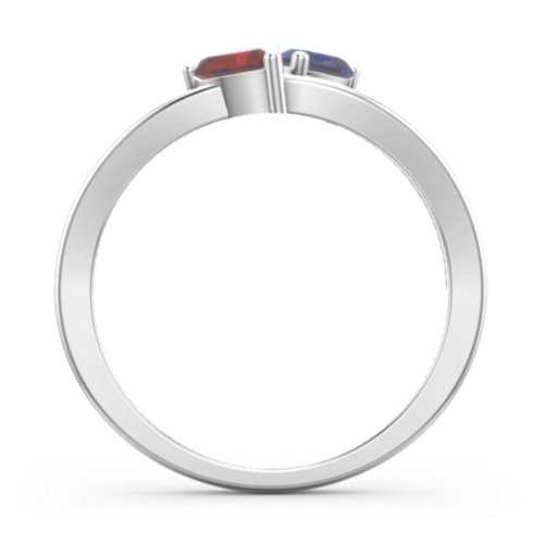 Twin Hearts Ring – Sterling Silver with Blue Sapphire and Garnet