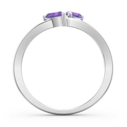Twin Hearts Ring – Sterling Silver with Amethyst